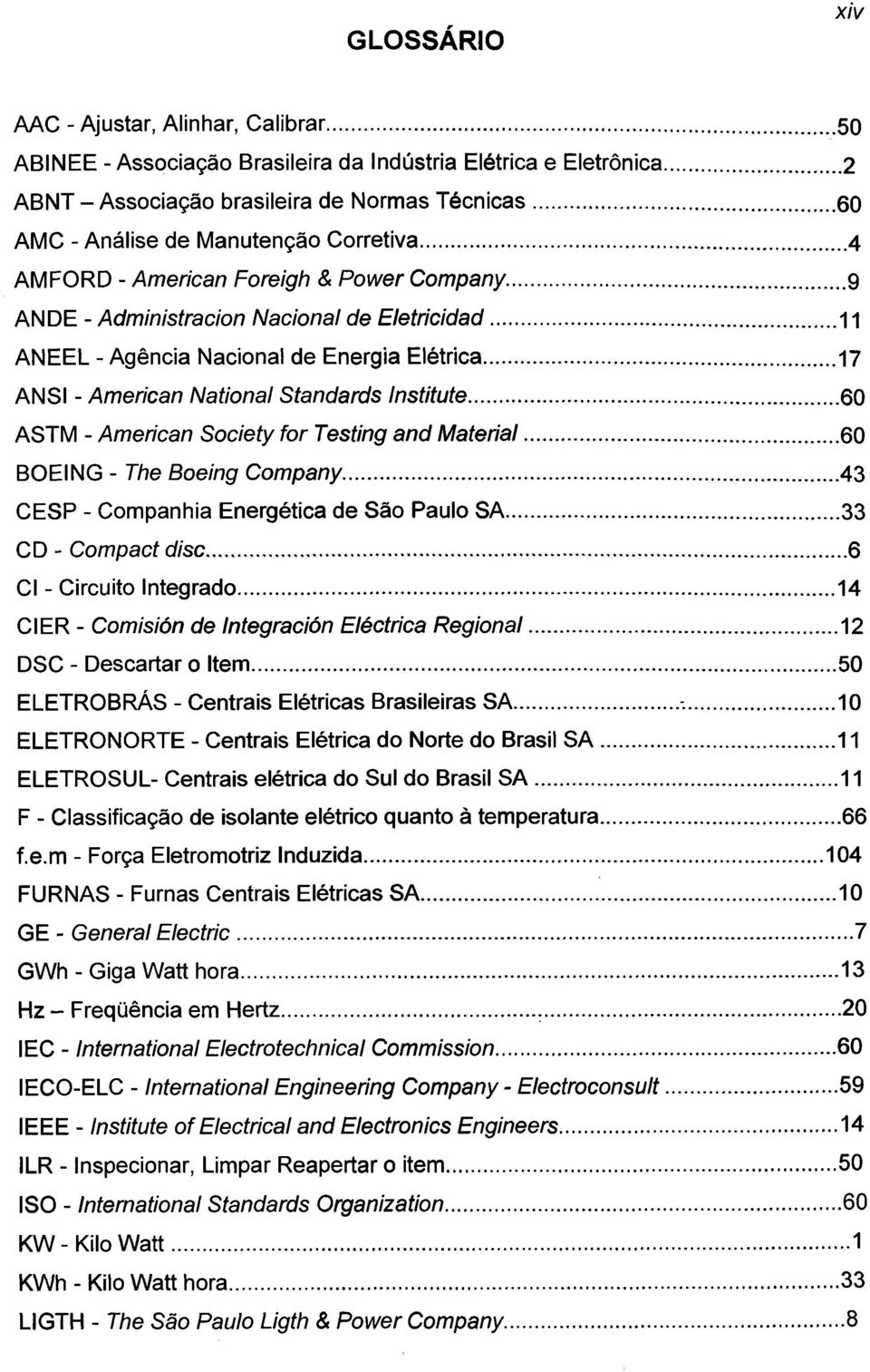 .. 17 ANSI - American National Standards Institute...60 ASTM - American Society for Testing and Material...60 BOEING - The Boeing Company...43 CESP - Companhia Energética de São Paulo SA.