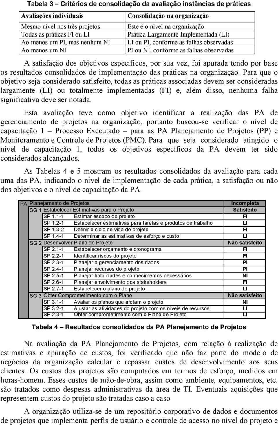 objetivos específicos, por sua vez, foi apurada tendo por base os resultados consolidados de implementação das práticas na organização.