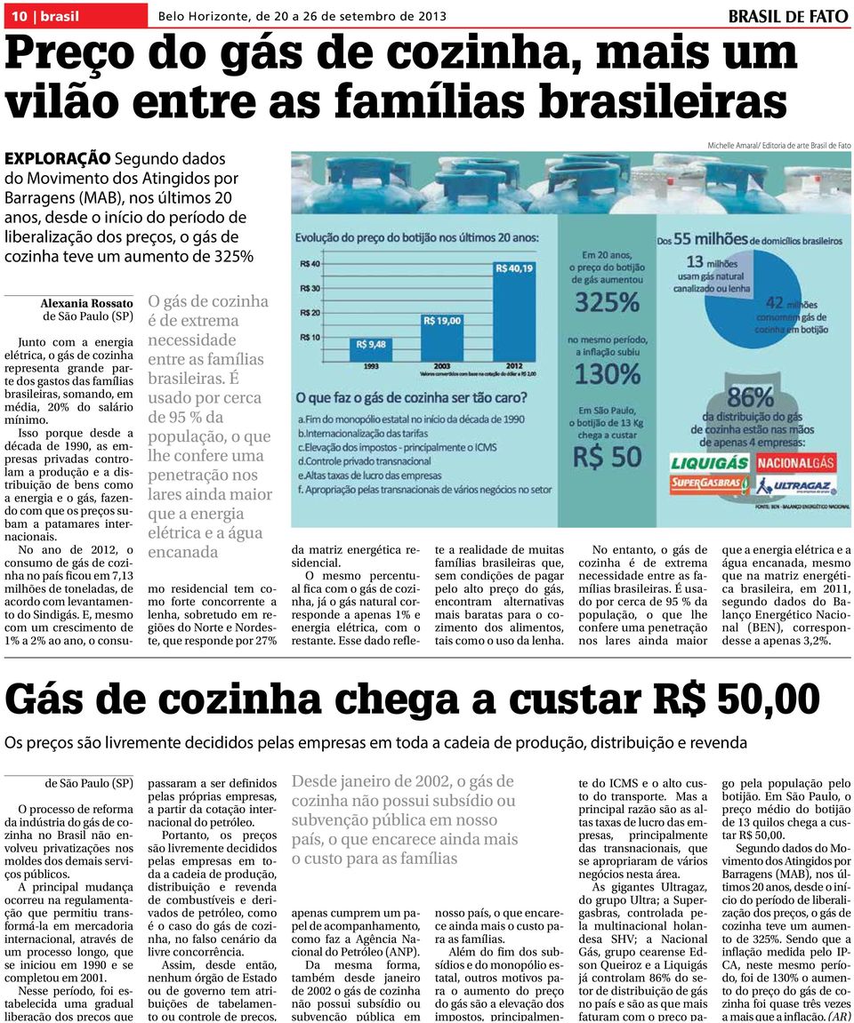 Editoria de arte Brasil de Fato Alexania Rossato de São Paulo (SP) O gás de cozinha é de extrema necessidade entre as famílias brasileiras.