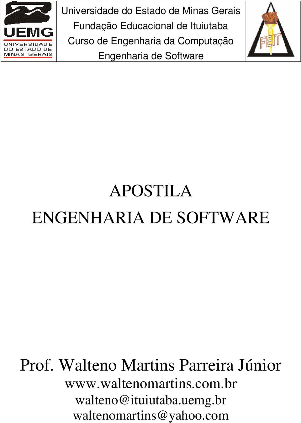 APOSTILA ENGENHARIA DE SOFTWARE Prof.