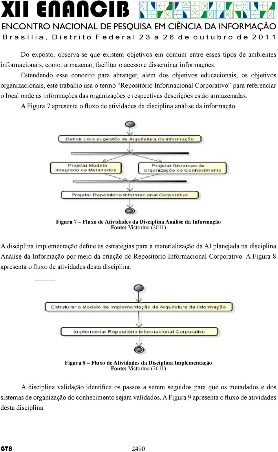 informações das organizações e respectivas descrições estão armazenadas. A Figura 7 apresenta o fluxo de atividades da disciplina análise da informação.