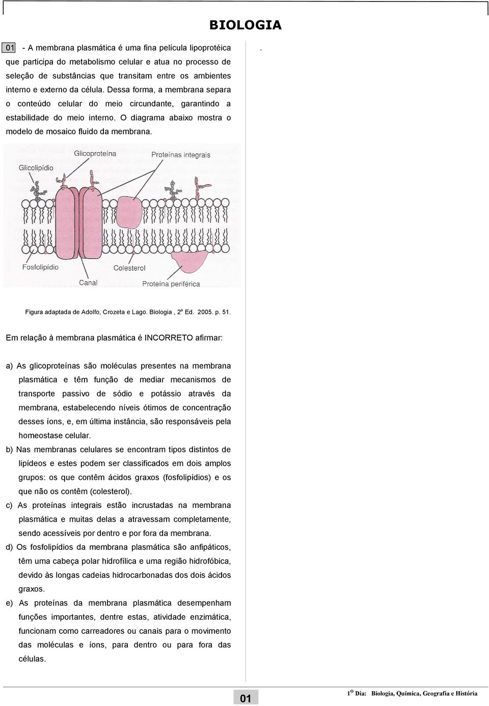 . Figura adaptada de Adolfo, Crozeta e Lago. Biologia, 2 a Ed. 2005. p. 51.