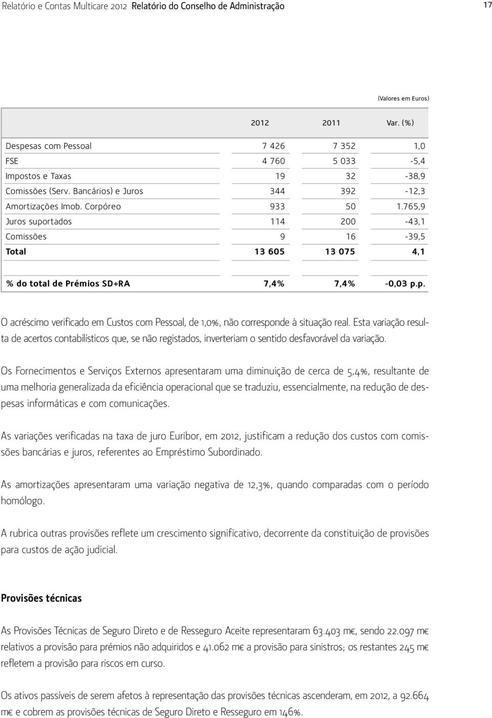 Esta variação resulta de acertos contabilísticos que, se não registados, inverteriam o sentido desfavorável da variação.