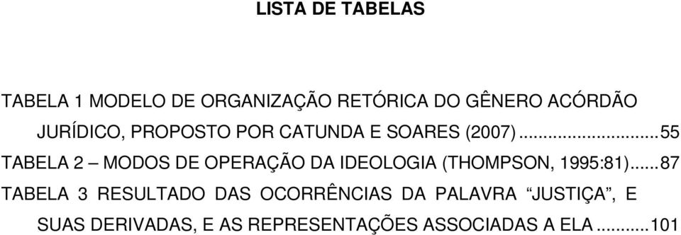 .. 55 TABELA 2 MODOS DE OPERAÇÃO DA IDEOLOGIA (THOMPSON, 1995:81).