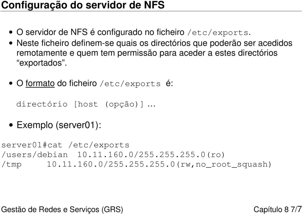 estes directórios exportados.