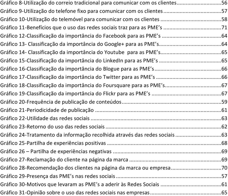 .. 71 Gráfico 12- Classificação da importância do Facebook para as PME s... 64 Gráfico 13- Classificação da importância do Google+ para as PME s.