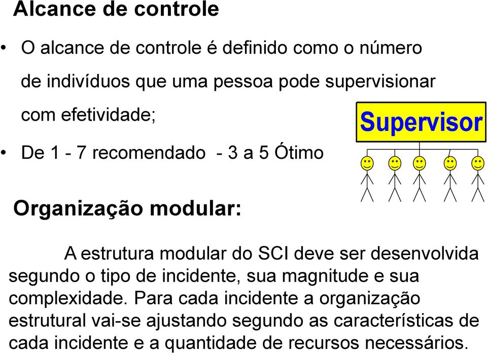 modular do SCI deve ser desenvolvida segundo o tipo de incidente, sua magnitude e sua complexidade.