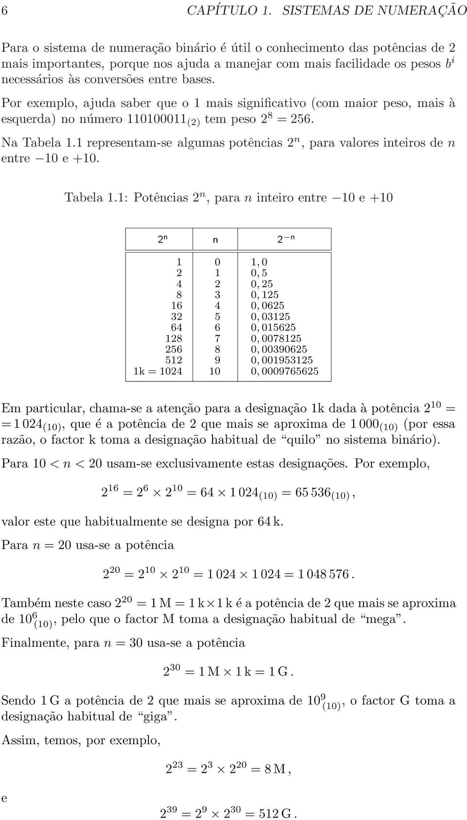 conversões entre bases. Por exemplo, ajuda saber que o mais significativo (com maior peso, mais à esquerda) no número 0000 (2) tem peso 2 8 = 256. Na Tabela.