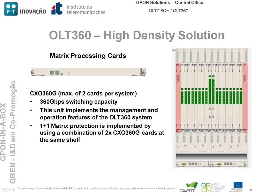 management and operation features of the OLT360 system 1+1 Matrix