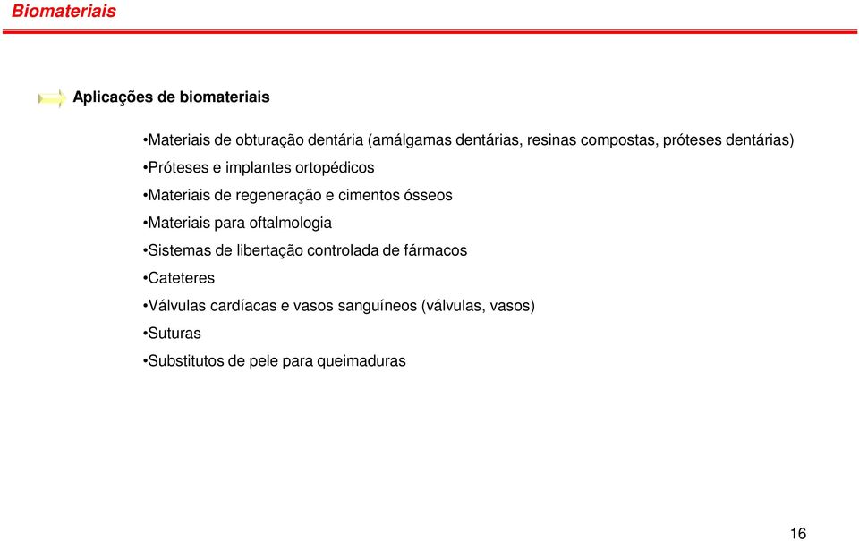 cimentos ósseos Materiais para oftalmologia Sistemas de libertação controlada de fármacos