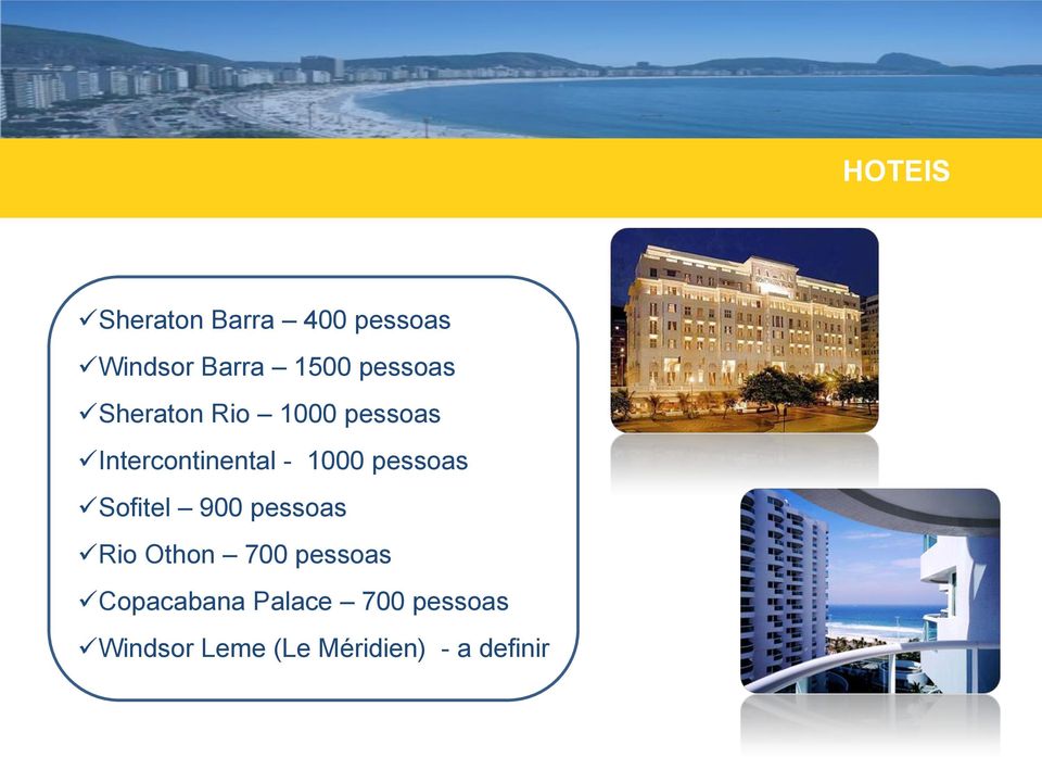 pessoas Sofitel 900 pessoas Rio Othon 700 pessoas