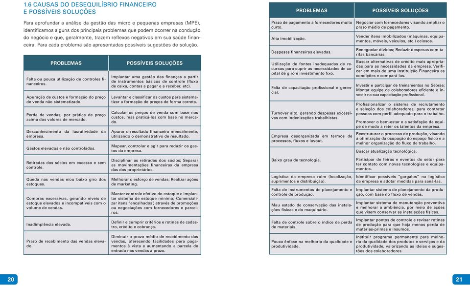 problemas Falta ou pouca utilização de controles financeiros. Apuração de custos e formação do preço de venda não sistematizado. Perda de vendas, por prática de preço acima dos valores de mercado.