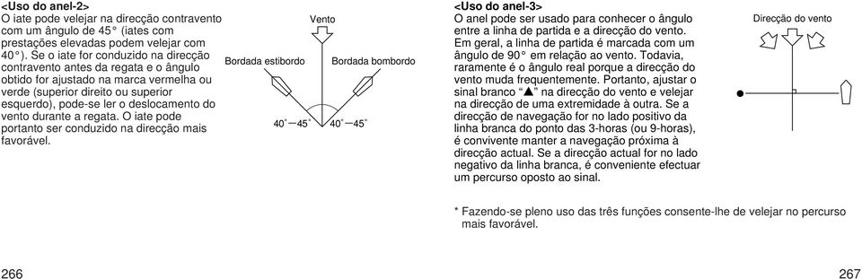 durante a regata. O iate pode portanto ser conduzido na direcção mais favorável.