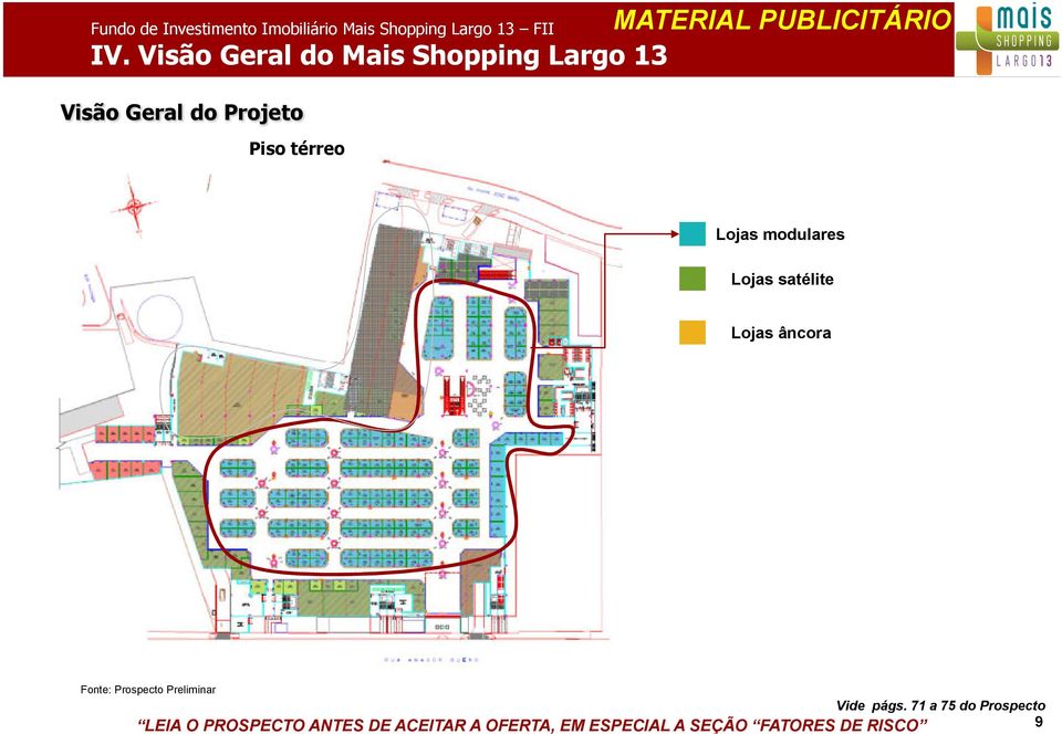 modulares Lojas satélite Lojas âncora Fonte: Prospecto Preliminar Vide págs.