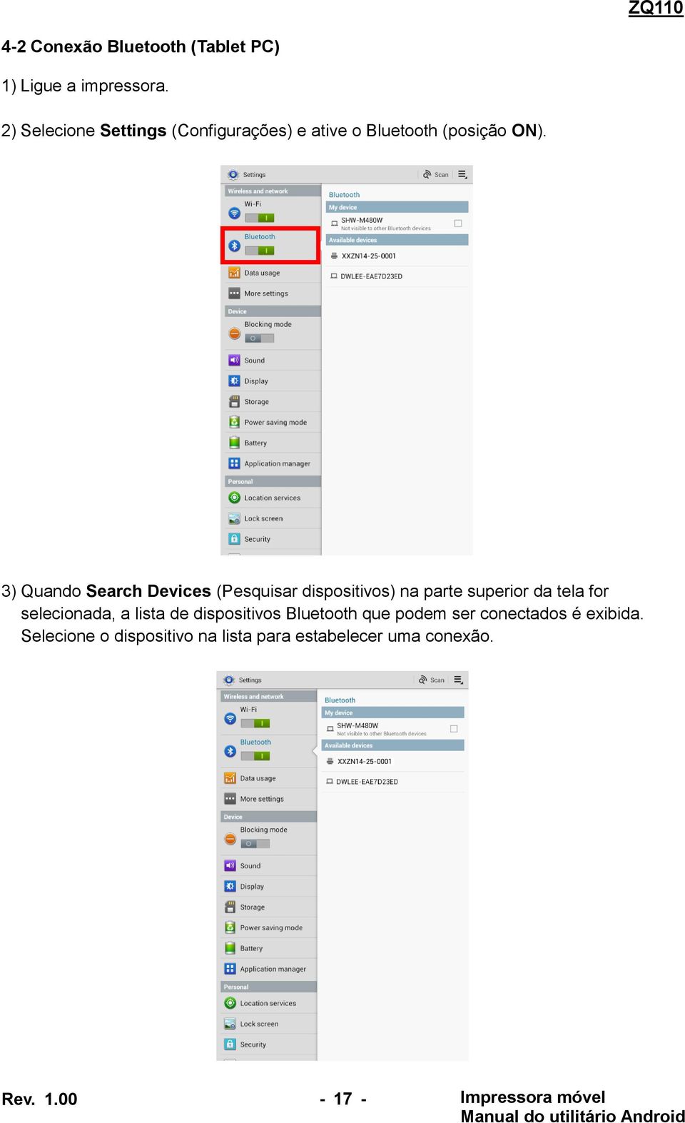 3) Quando Search Devices (Pesquisar dispositivos) na parte superior da tela for selecionada, a