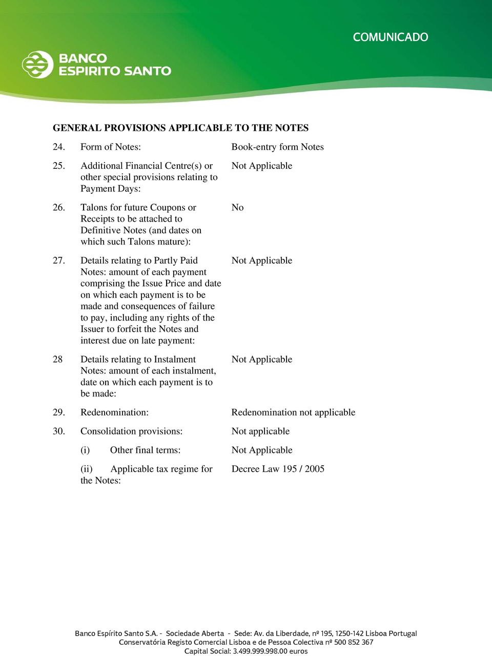 Details relating to Partly Paid Notes: amount of each payment comprising the Issue Price and date on which each payment is to be made and consequences of failure to pay, including any rights of the