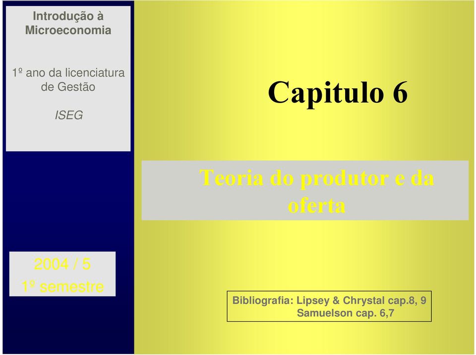 5 1º semestre Bibliografia: Lipsey &