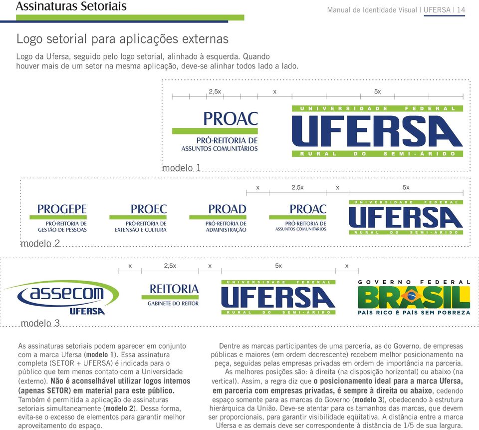 2,5x PRÓ-REITORIA DE ASSUNTOS COMUNITÁRIOS modelo 1 PROAC x 5x x 2,5x x 5x PROGEPE PRÓ-REITORIA DE GESTÃO DE PESSOAS modelo 2 PROEC PROAD PROAC PRÓ-REITORIA DE EXTENSÃO E CULTURA PRÓ-REITORIA DE