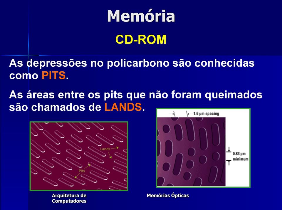 As áreas entre os pits que não