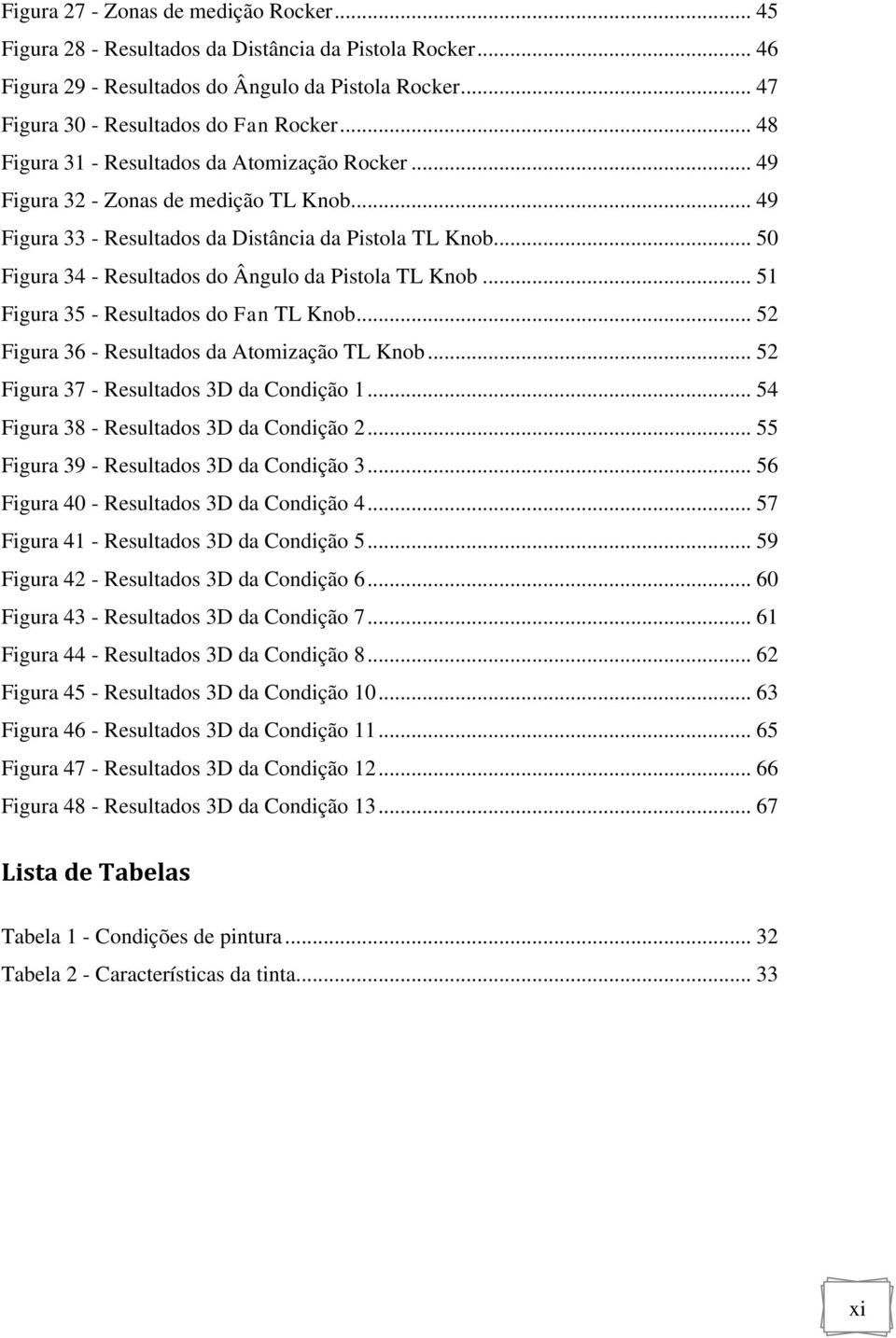 .. 50 Figura 34 - Resultados do Ângulo da Pistola TL Knob... 51 Figura 35 - Resultados do Fan TL Knob... 52 Figura 36 - Resultados da Atomização TL Knob... 52 Figura 37 - Resultados 3D da Condição 1.