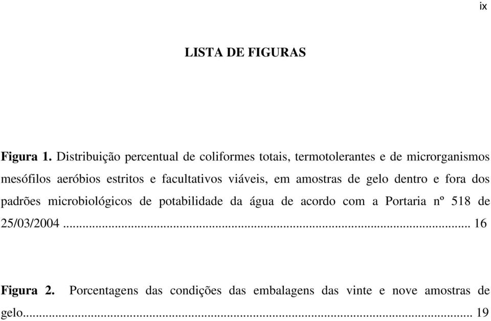 aeróbios estritos e facultativos viáveis, em amostras de gelo dentro e fora dos padrões