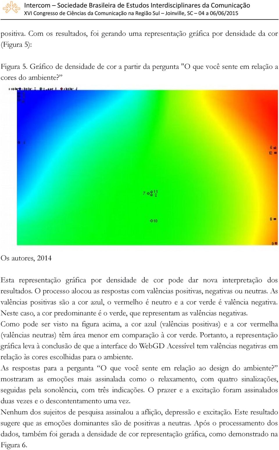 Os autores, 2014 Esta representação gráfica por densidade de cor pode dar nova interpretação dos resultados. O processo alocou as respostas com valências positivas, negativas ou neutras.