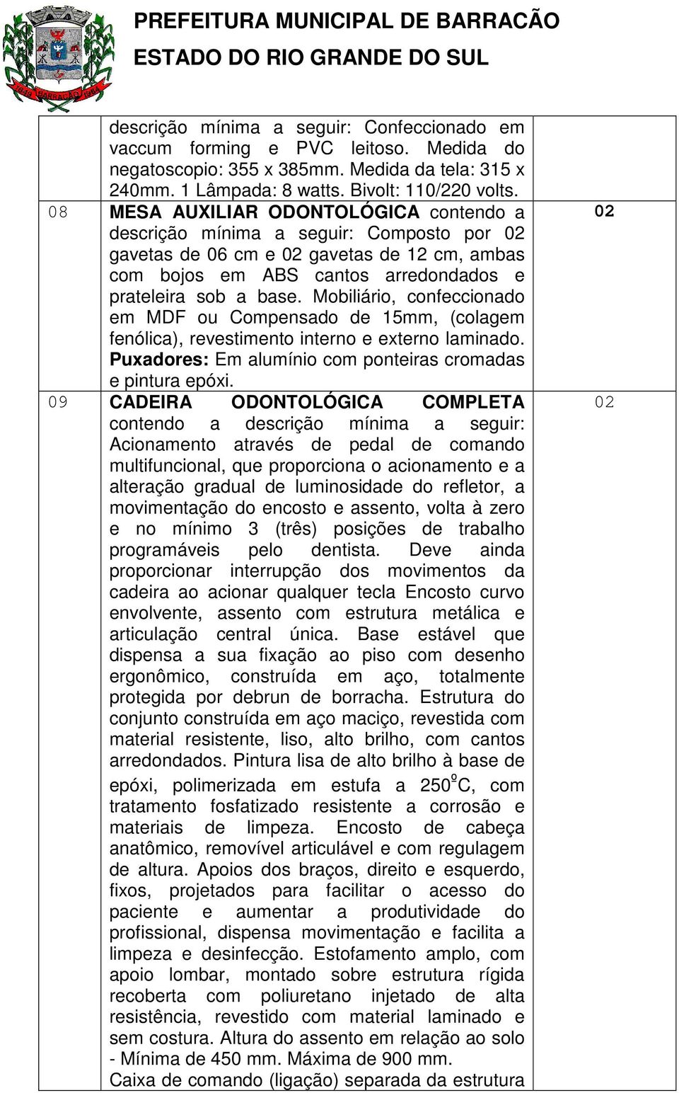 Mobiliário, confeccionado em MDF ou Compensado de 15mm, (colagem fenólica), revestimento interno e externo laminado. Puxadores: Em alumínio com ponteiras cromadas e pintura epóxi.