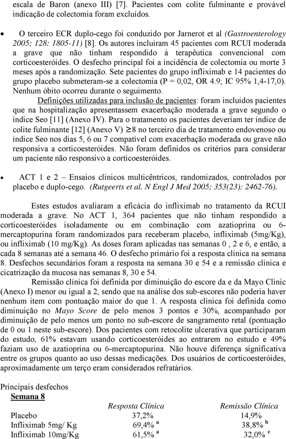 Os autores incluíram 45 pacientes com RCUI moderada a grave que não tinham respondido à terapêutica convencional com corticoesteróides.