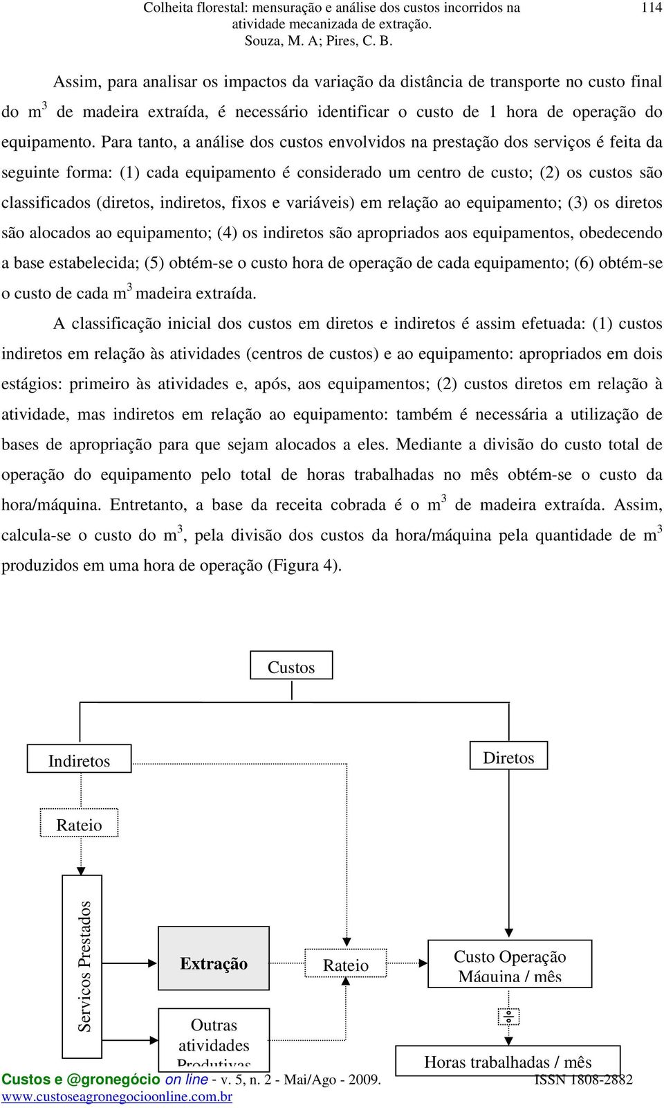 indiretos, fixos e variáveis) em relação ao equipamento; (3) os diretos são alocados ao equipamento; (4) os indiretos são apropriados aos equipamentos, obedecendo a base estabelecida; (5) obtém-se o