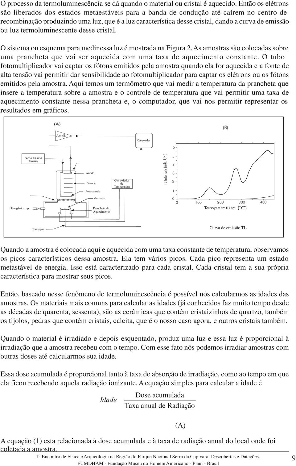 emissão ou luz termoluminescente desse cristal. O sistema ou esquema para medir essa luz é mostrada na Figura 2.