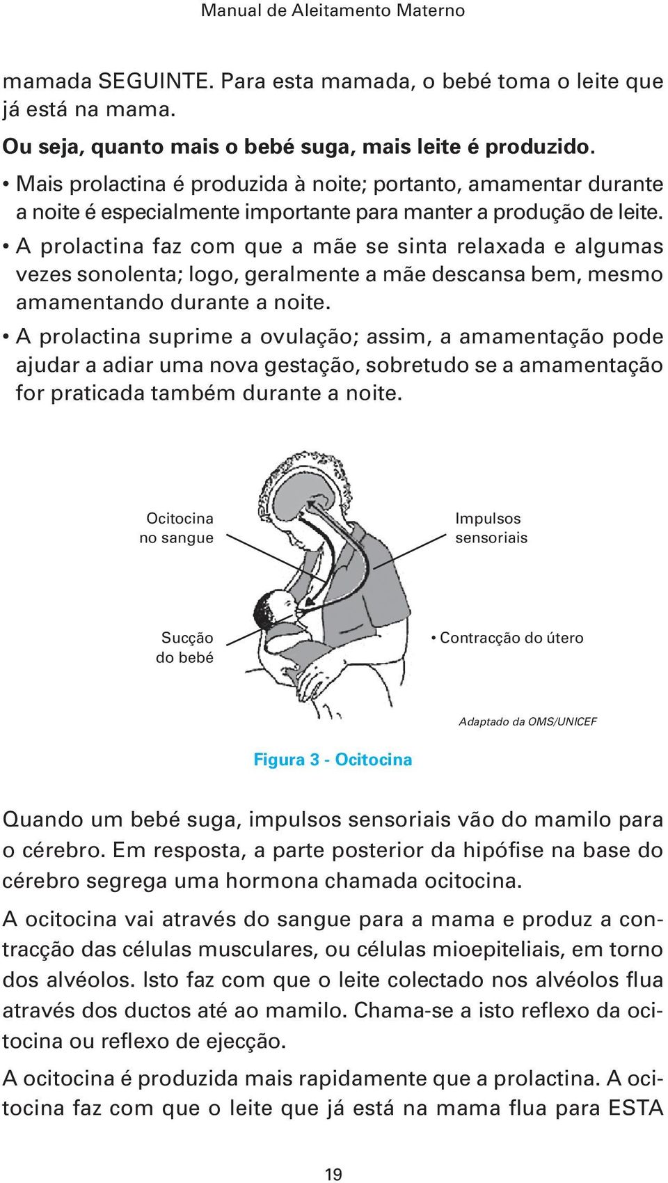 A prolactina faz com que a mãe se sinta relaxada e algumas vezes sonolenta; logo, geralmente a mãe descansa bem, mesmo amamentando durante a noite.