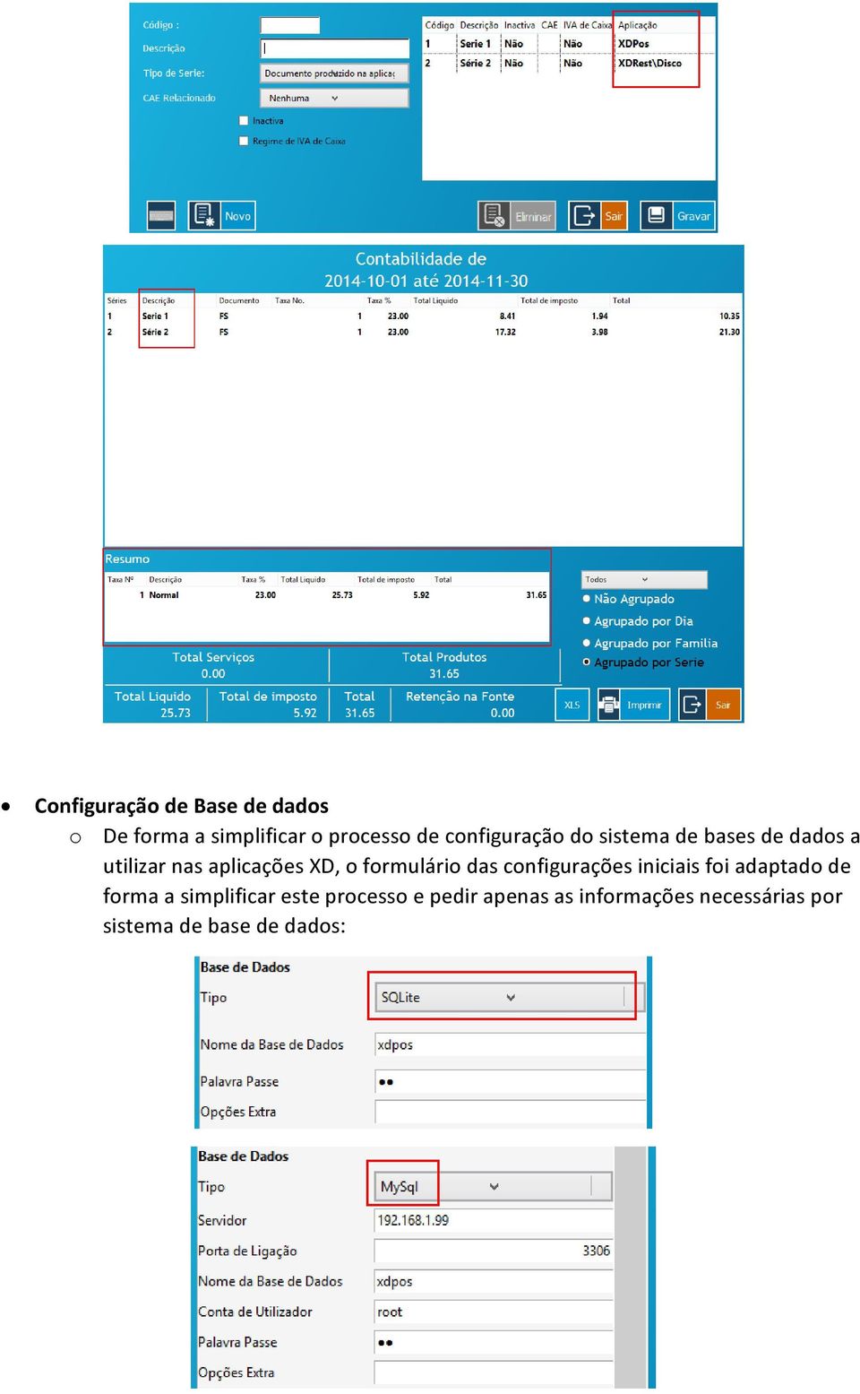 formulário das configurações iniciais foi adaptado de forma a simplificar