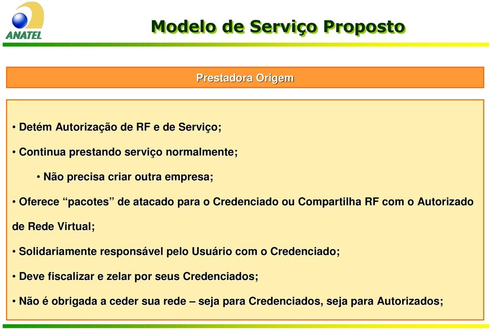 com o Autorizado de Rede Virtual; Solidariamente responsável pelo Usuário com o Credenciado; Deve fiscalizar