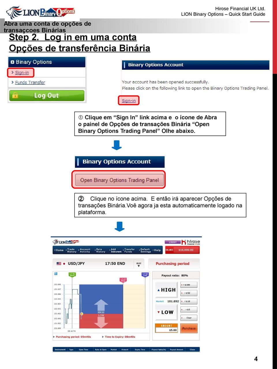 de Abra o painel de Opções de transações Binária Open Binary Options Trading Panel Olhe abaixo.