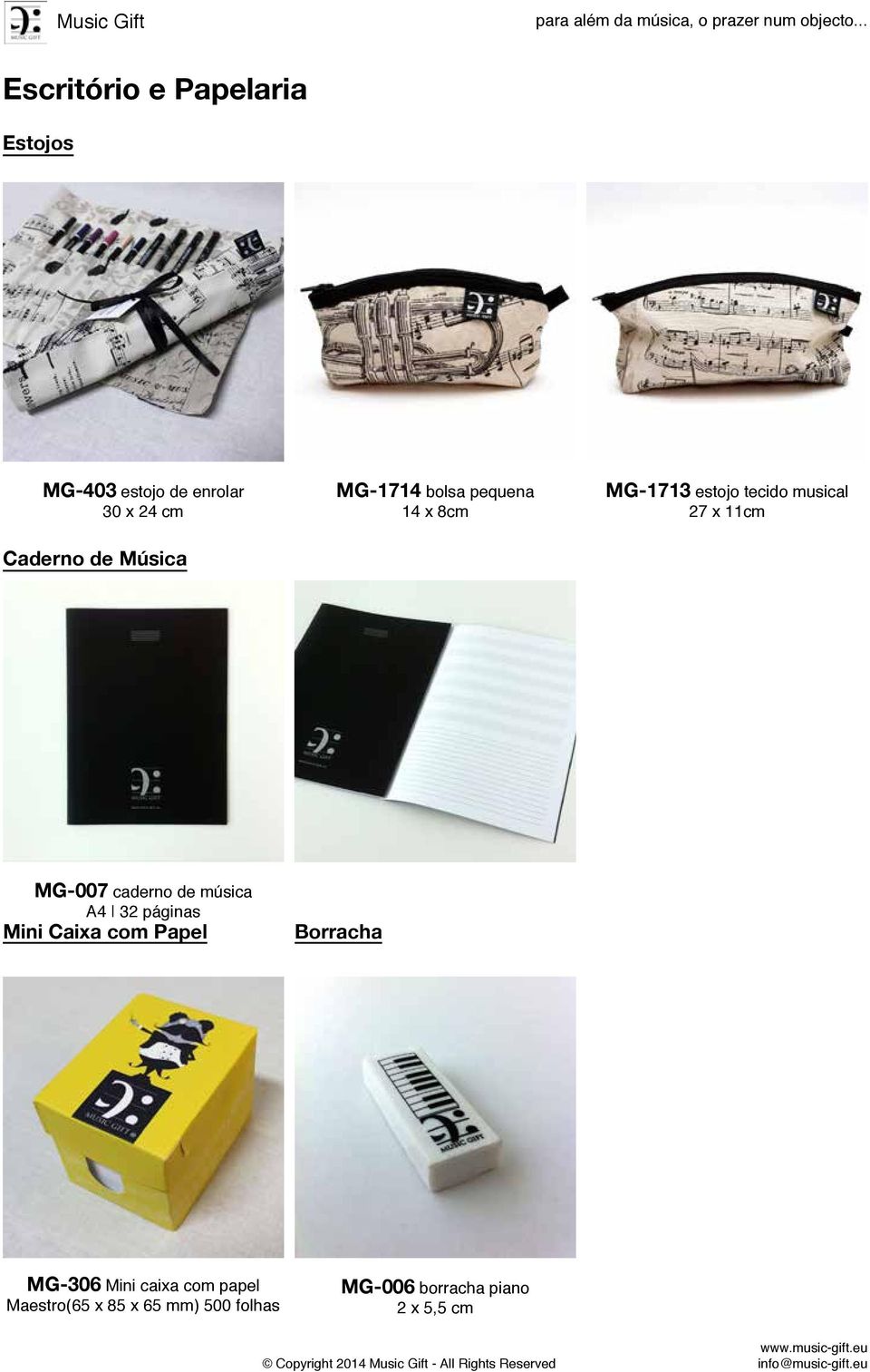 MG-007 caderno de música A4 32 páginas Mini Caixa com Papel Borracha MG-306 Mini