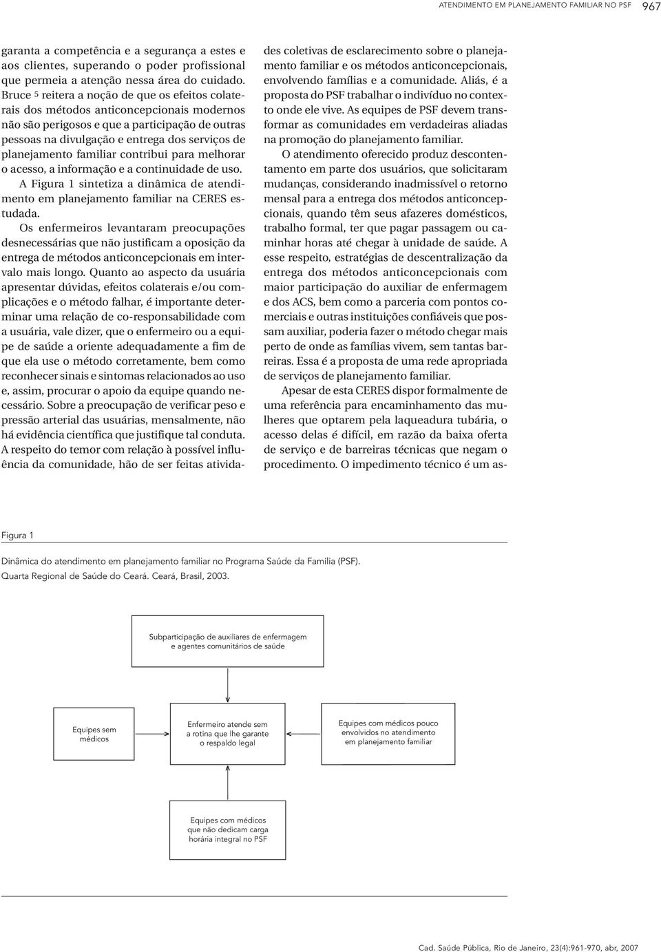 planejamento familiar contribui para melhorar o acesso, a informação e a continuidade de uso. A Figura 1 sintetiza a dinâmica de atendimento em planejamento familiar na CERES estudada.