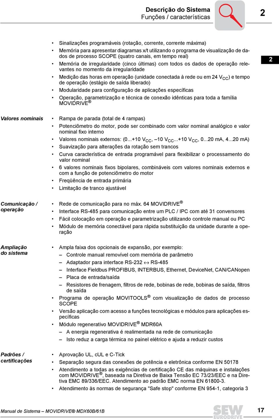 conectada à rede ou em V CC ) e tempo de operação (estágio de saída liberado) Modularidade para configuração de aplicações específicas Operação, parametrização e técnica de conexão idênticas para