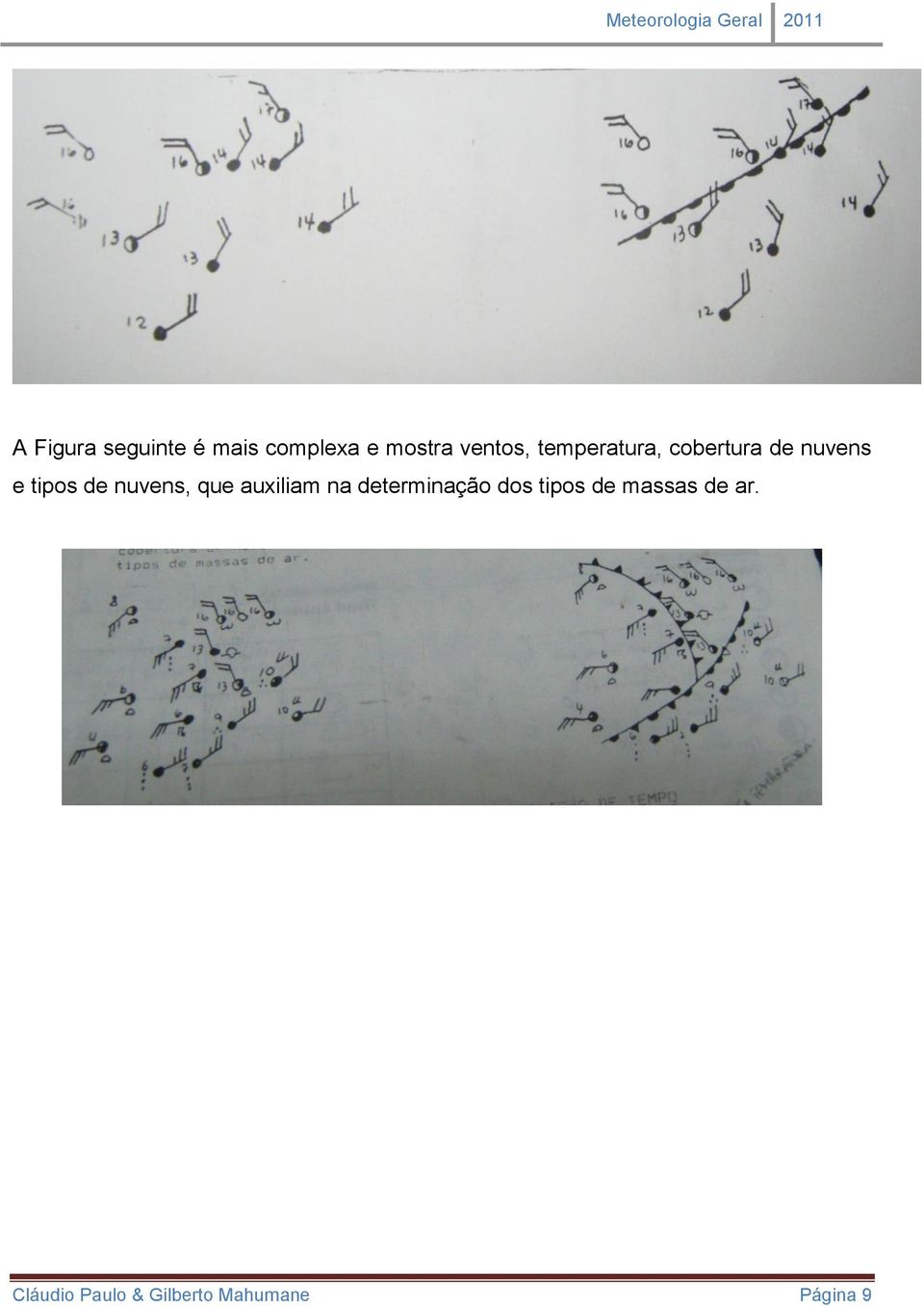 nuvens, que auxiliam na determinação dos tipos de