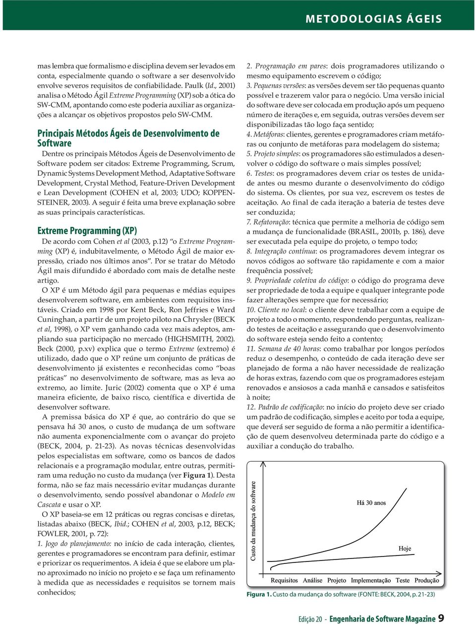 Principais Métodos Ágeis de Desenvolvimento de Software Dentre os principais Métodos Ágeis de Desenvolvimento de Software podem ser citados: Extreme Programming, Scrum, Dynamic Systems Development