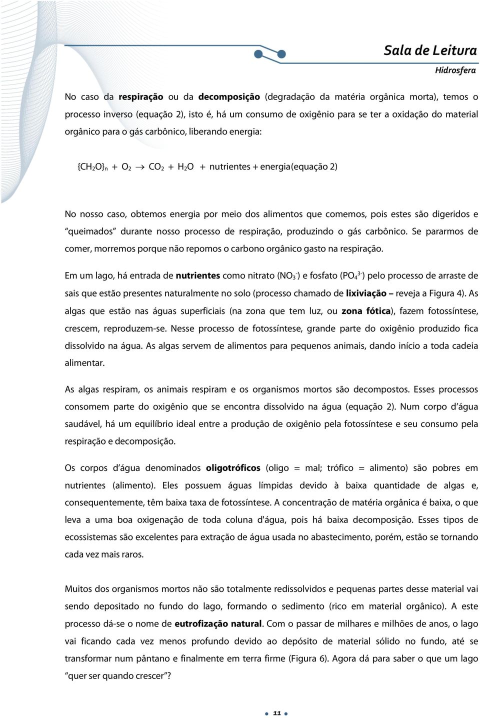 queimados durante nosso processo de respiração, produzindo o gás carbônico. Se pararmos de comer, morremos porque não repomos o carbono orgânico gasto na respiração.