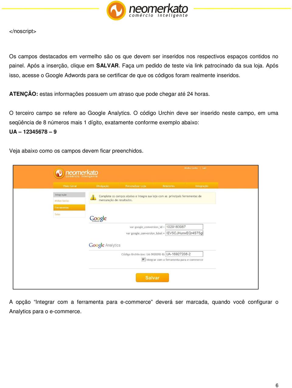 ATENÇÃO: estas informações possuem um atraso que pode chegar até 24 horas. O terceiro campo se refere ao Google Analytics.