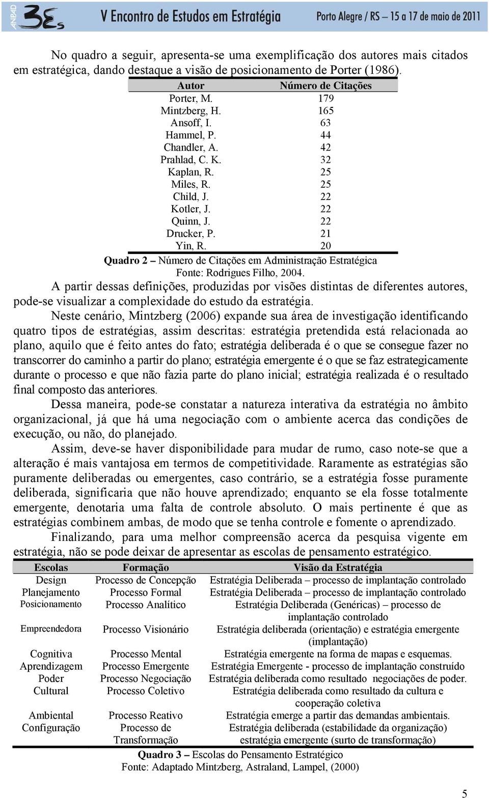 20 Quadro 2 Número de Citações em Administração Estratégica Fonte: Rodrigues Filho, 2004.