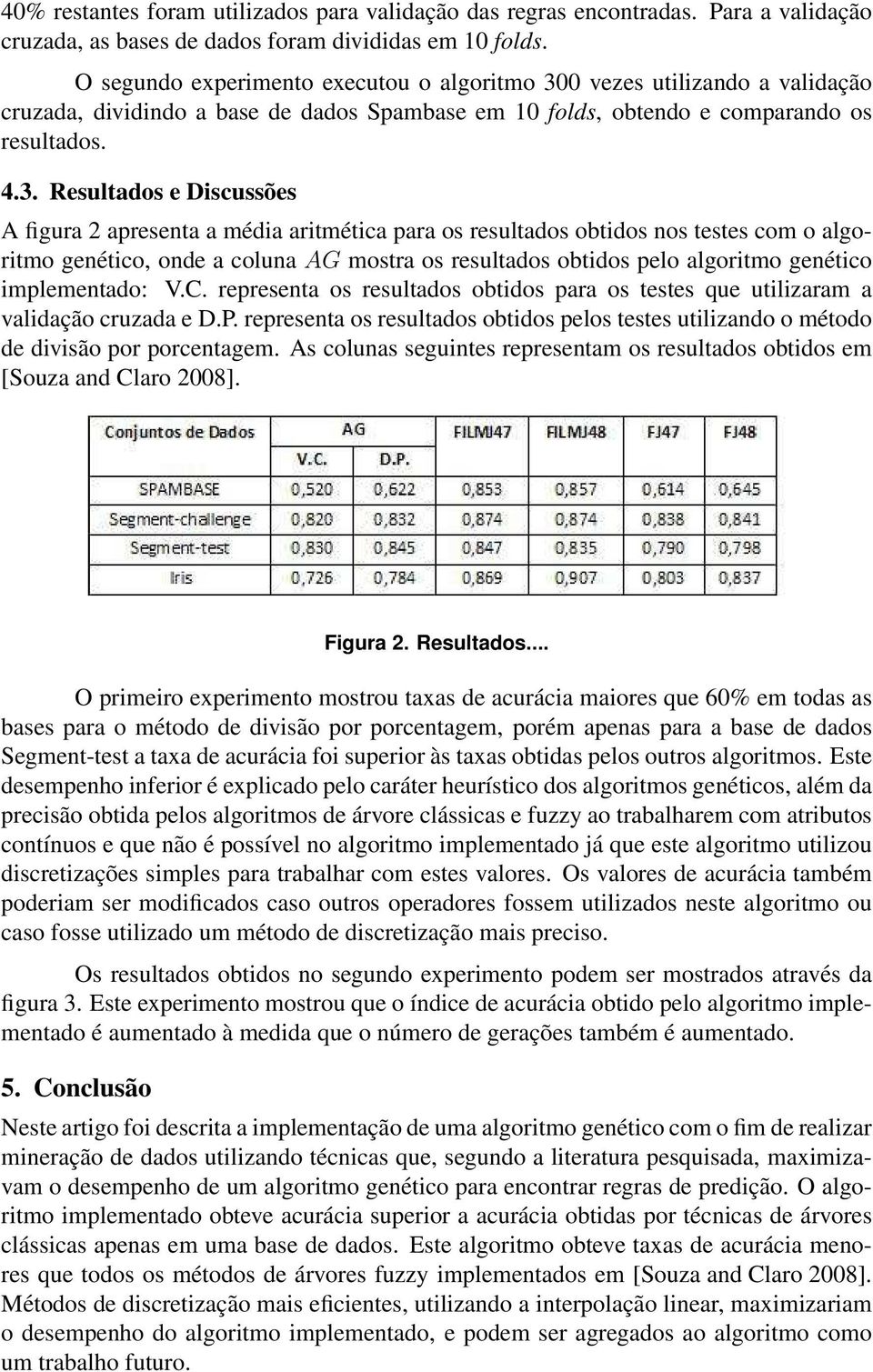 0 vezes utilizando a validação cruzada, dividindo a base de dados Spambase em 10 folds, obtendo e comparando os resultados. 4.3.