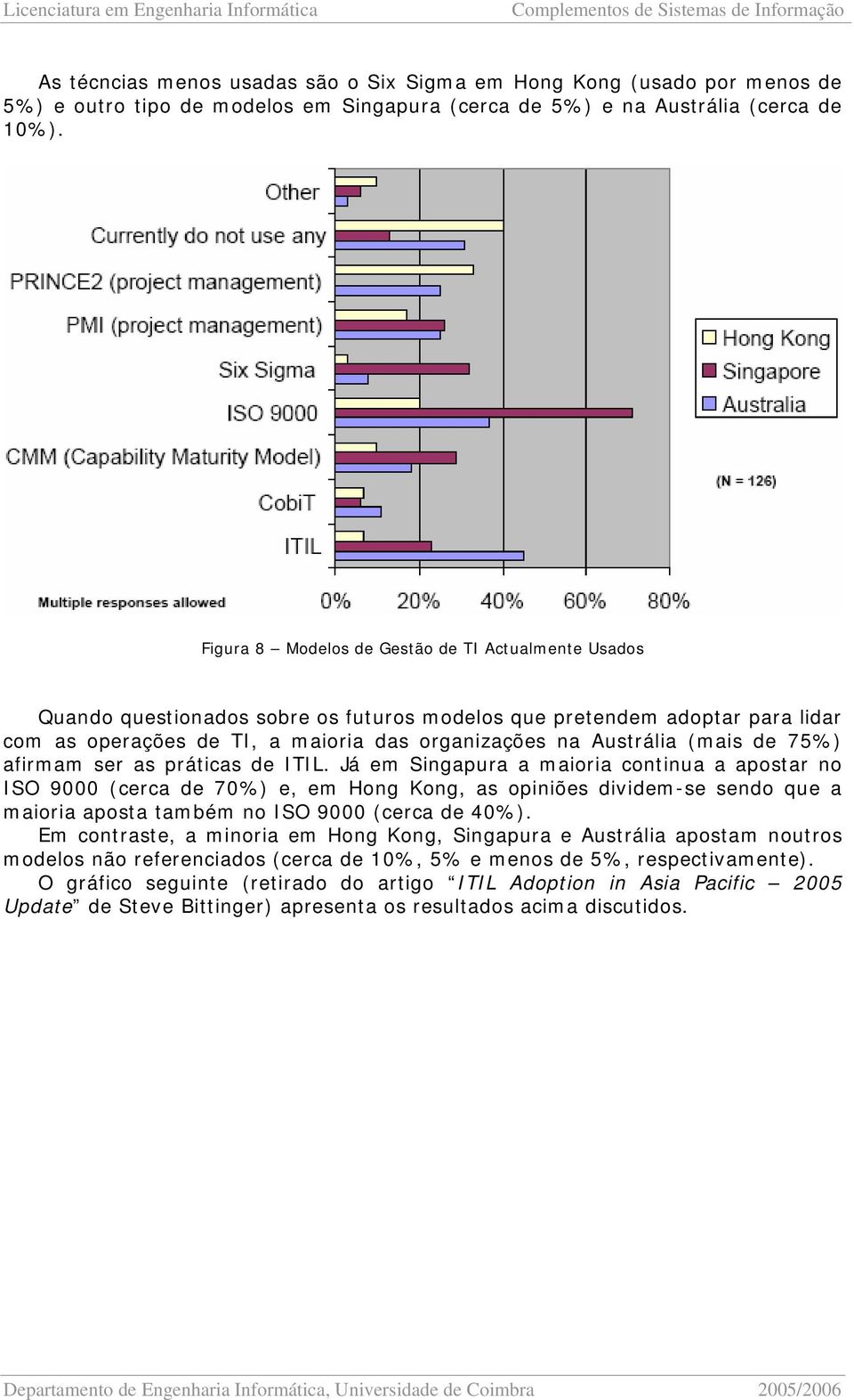 de 75%) afirmam ser as práticas de ITIL.