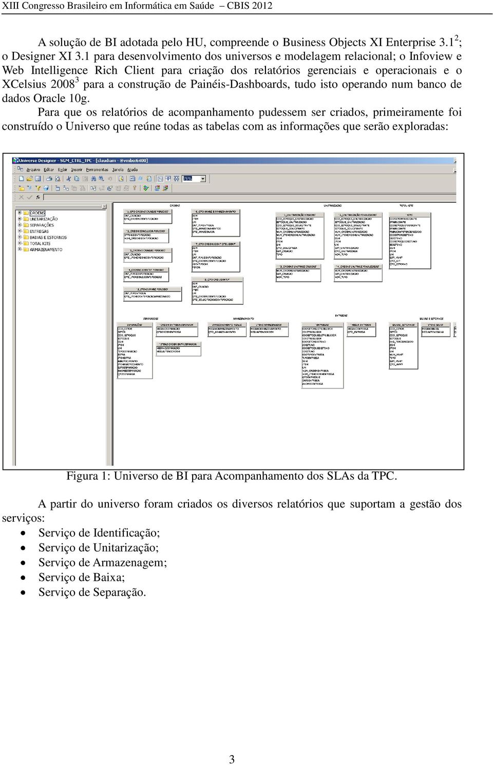 Painéis-Dashboards, tudo isto operando num banco de dados Oracle 10g.