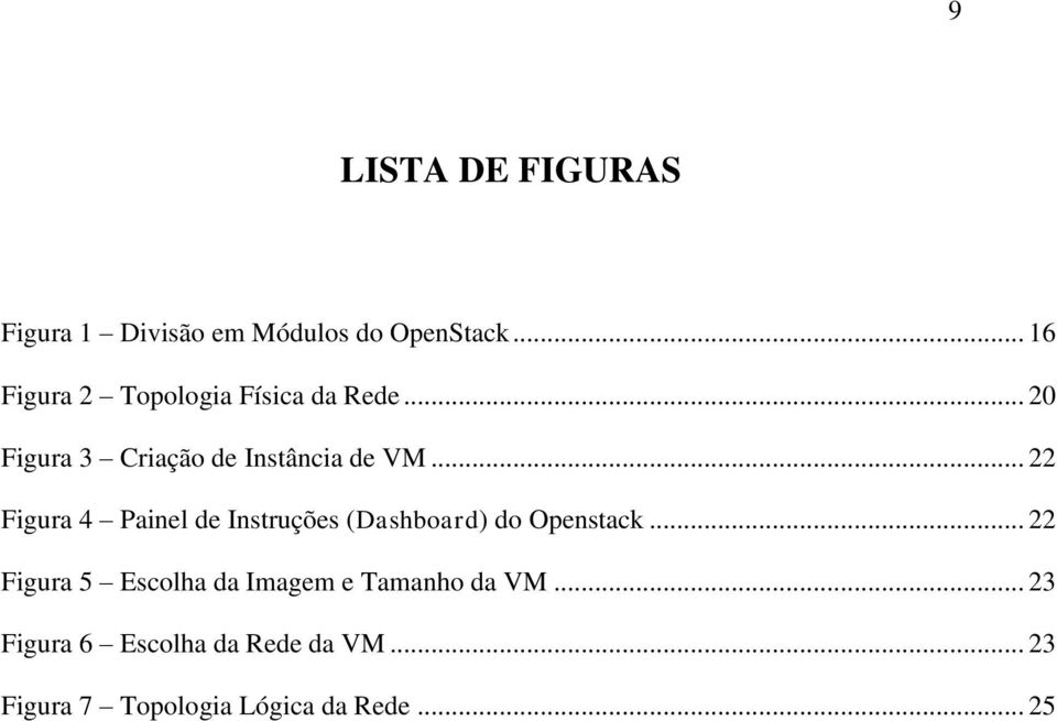 .. 22 Figura 4 Painel de Instruções (Dashboard) do Openstack.