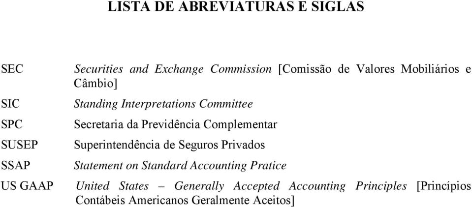 Previdência Complementar Superintendência de Seguros Privados Statement on Standard Accounting