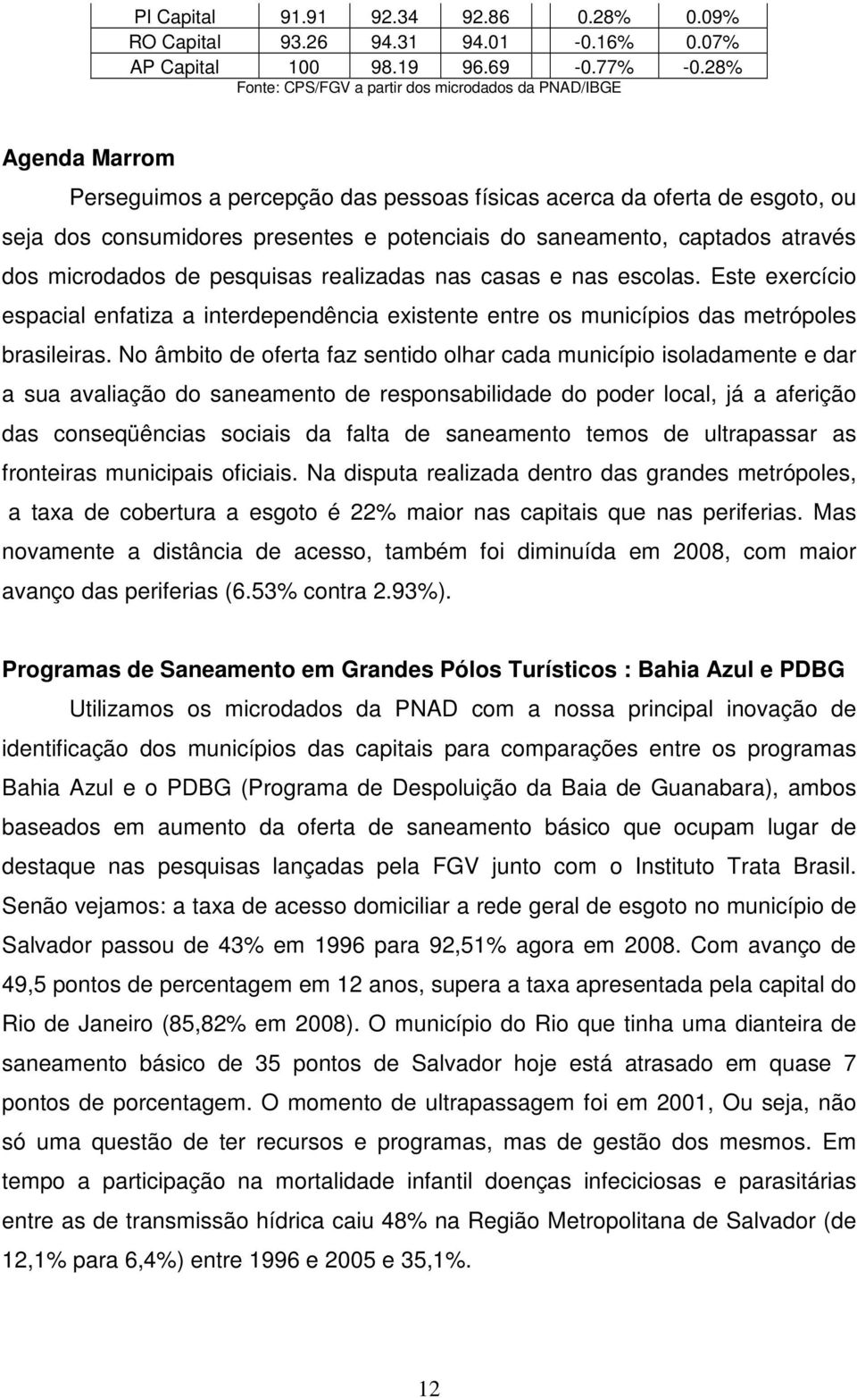 saneamento, captados através dos microdados de pesquisas realizadas nas casas e nas escolas.