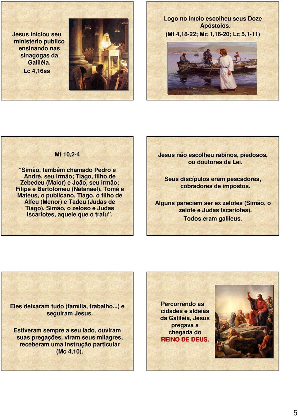 publicano, Tiago, o filho de Alfeu (Menor) e Tadeu (Judas de Tiago), Simão, o zeloso e Judas Iscariotes, aquele que o traiu. Jesus não escolheu rabinos, piedosos, ou doutores da Lei.