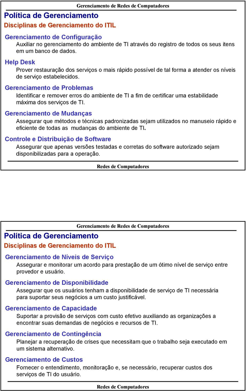 Problemas Intificar e remover erros do ambiente TI a fim certificar uma estabilida máxima dos serviços TI.